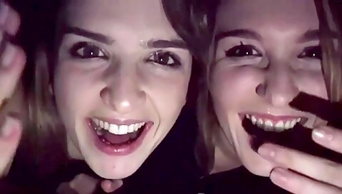 Two Girlfriends Give A Public Double Blowjob In Pov
